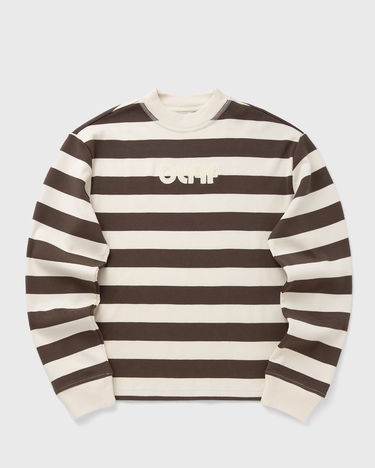 Huppari ØLÅF Striped Rib Retro Logo Sweatshirt Ruskea | W220106-HOTFUDGE-OFF-WHITE, 1