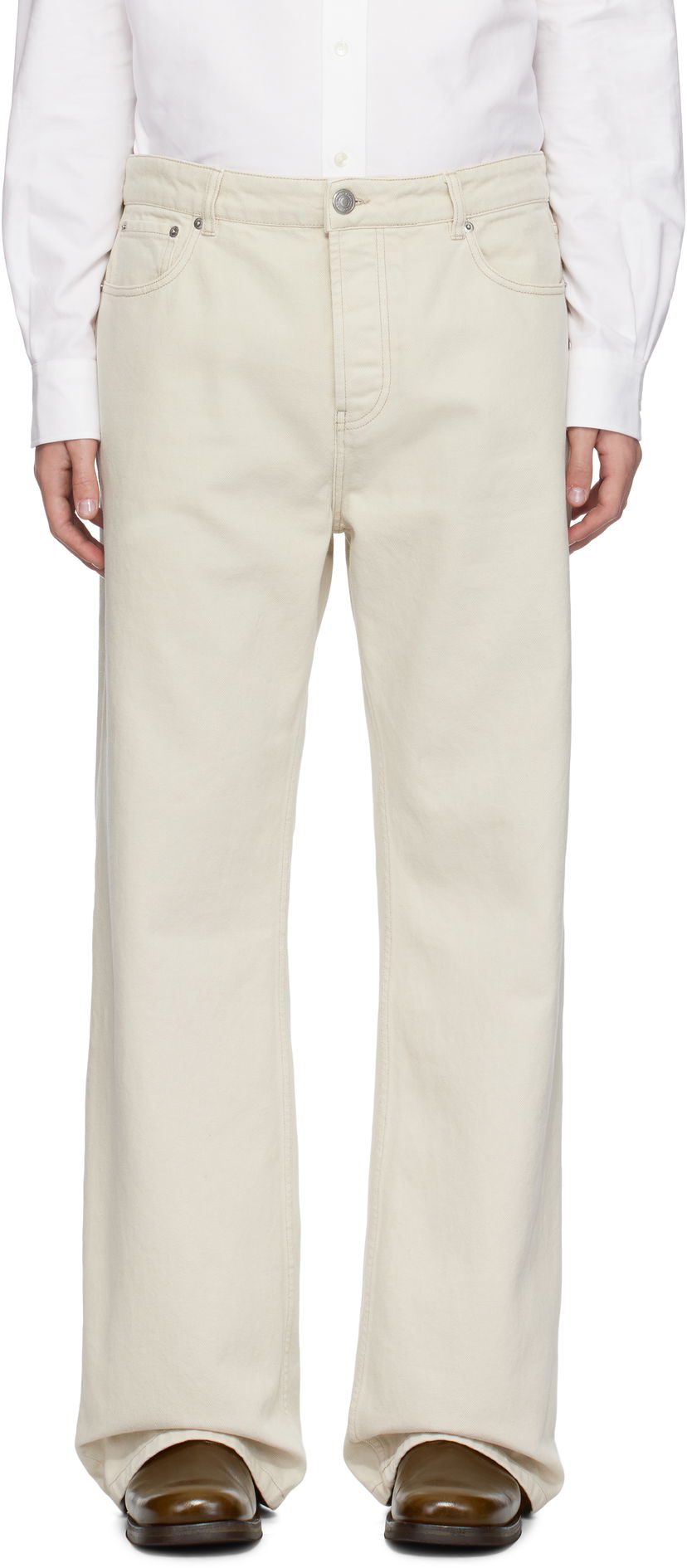 Jeans AMI Large Fit Jeans Valkoinen | HTR450.CO0037