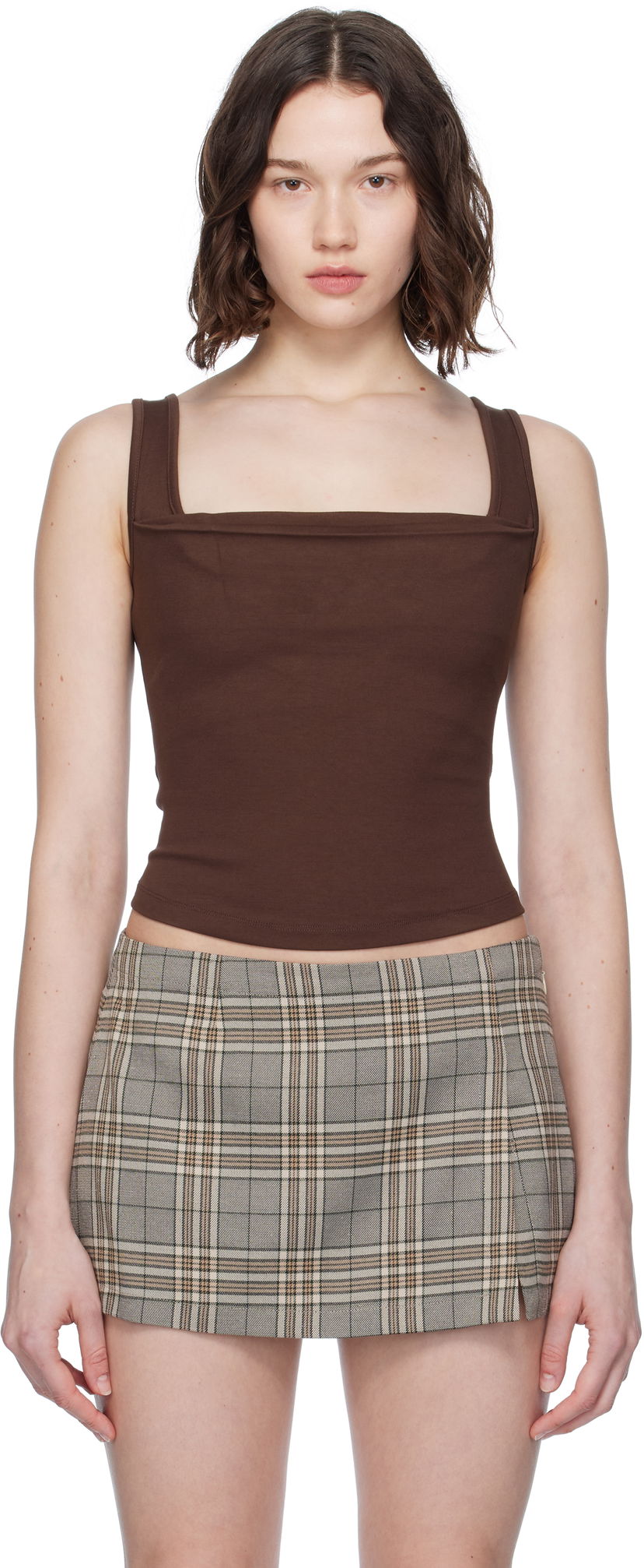 Tankkitoppi Miaou Miaou Luna Square Neck Tank Top Ruskea | 7110PONCHO