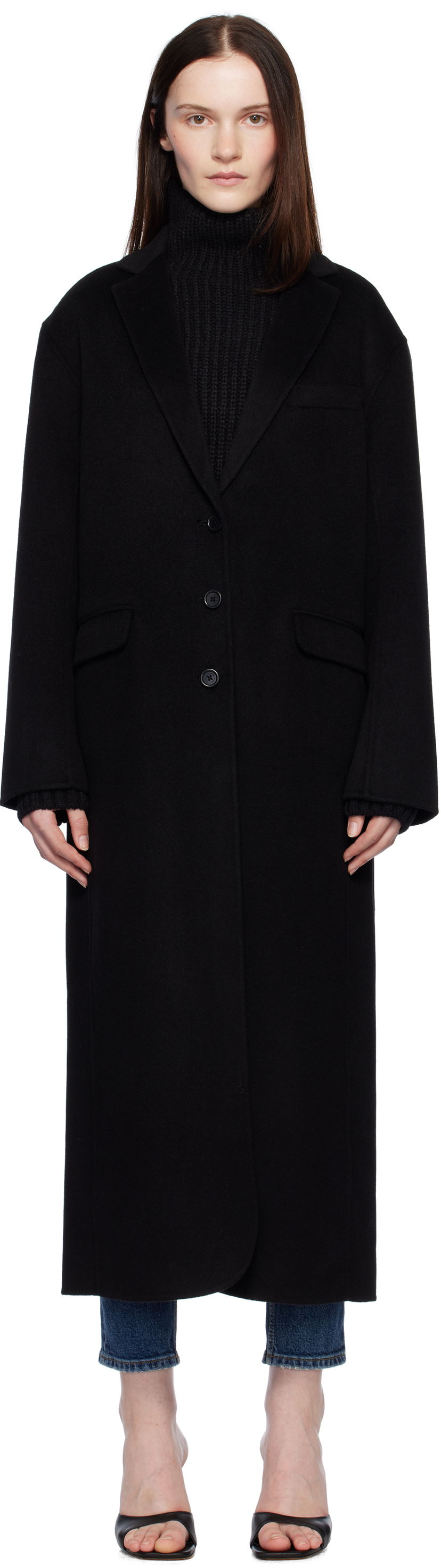 Takit Anine Bing Long Wool-Blend Overcoat Musta | A-01-4163-000