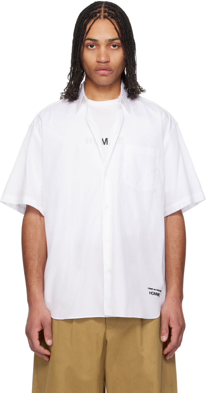 Paita Comme des Garçons CDG Homme Broad Short Sleeve Cotton Shirt Valkoinen | HO-B103-051
