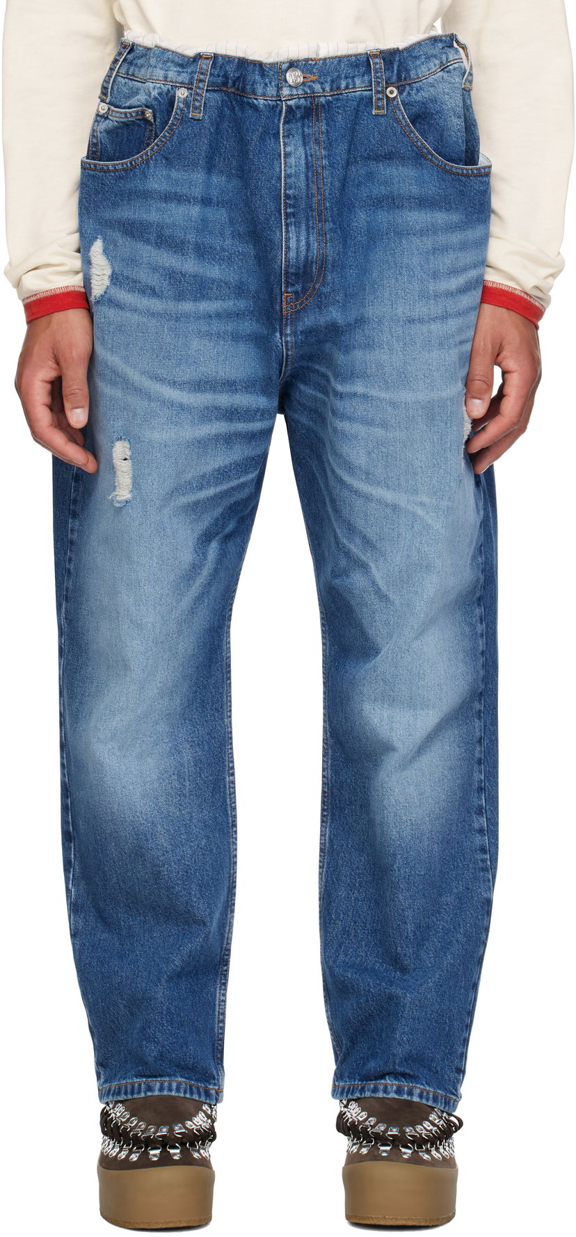 Jeans Bluemarble Trompe L'œil Distressed Jeans Sininen | PA71 DE11B24 BLU