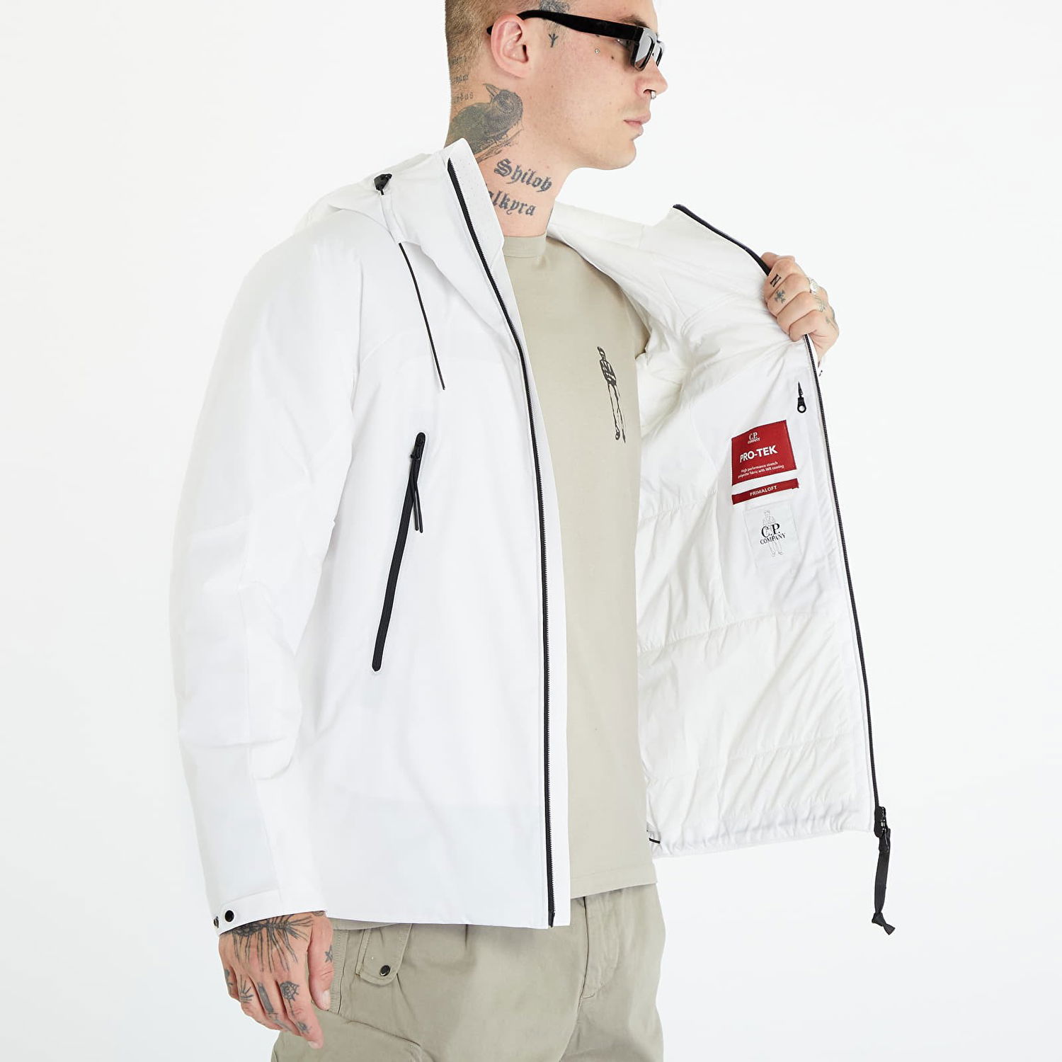 Takki C.P. Company Pro-Tek Hooded Jacket Gauze White Valkoinen | 15CMOW025A004117A-103, 1