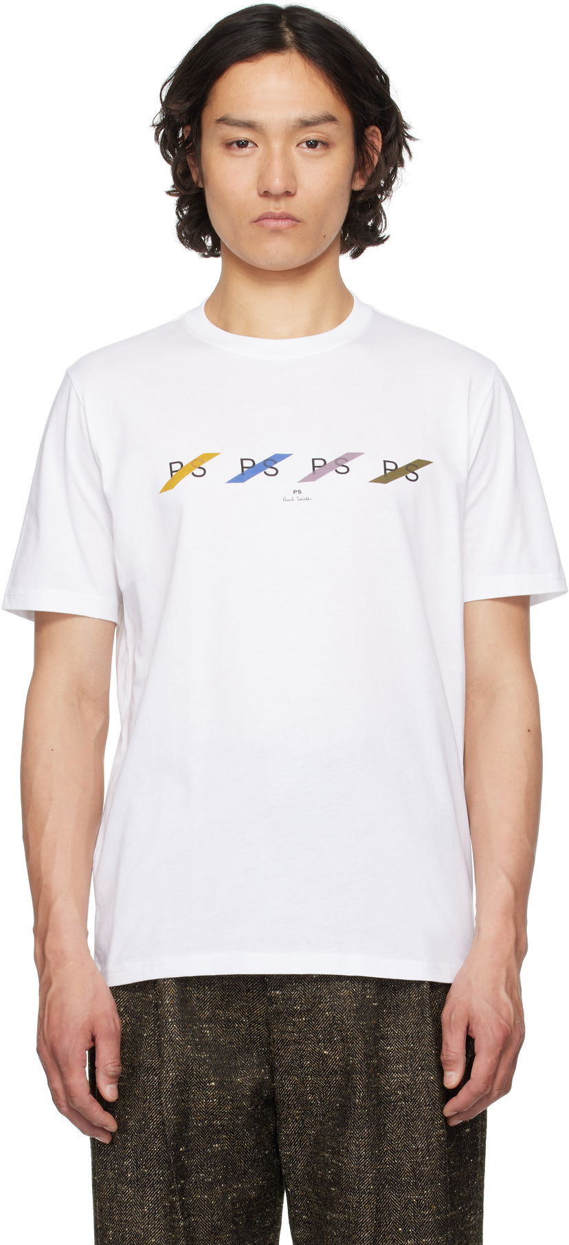 T-paita Paul Smith PS Paul Smith 'PS' Row Multi T-Shirt Valkoinen | M2R-011R-PP5082-01
