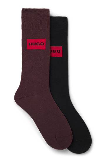 Sukat BOSS Two-pack of regular-length socks with logo labels Burgundia | 50543167, 0