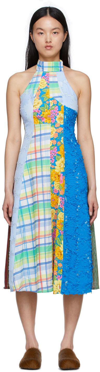Mekko Andersson Bell Patchwork Halter Midi Dress Sininen | atb742w