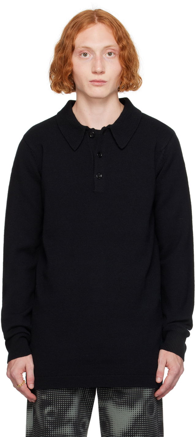 Poolopaita Dries Van Noten Polo Virgin Wool Musta | 242-021228-9706