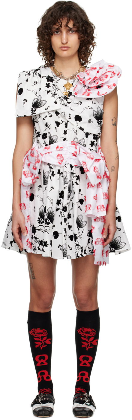 Mekko Chopova Lowena Floral Print Asymmetric Minidress Valkoinen | 1277