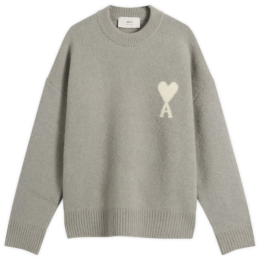 Villapaita AMI Men's Alpaca Knit ADC Crew Neck Jumper, Size Large Harmaa | H25UKS836-KN0135-058H25