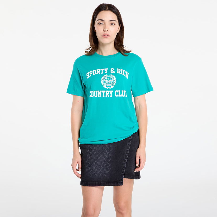 T-paita Sporty & Rich Varsity Crest Soft T-Shirt UNISEX Spring Green Vihreä | TO089625218GR37