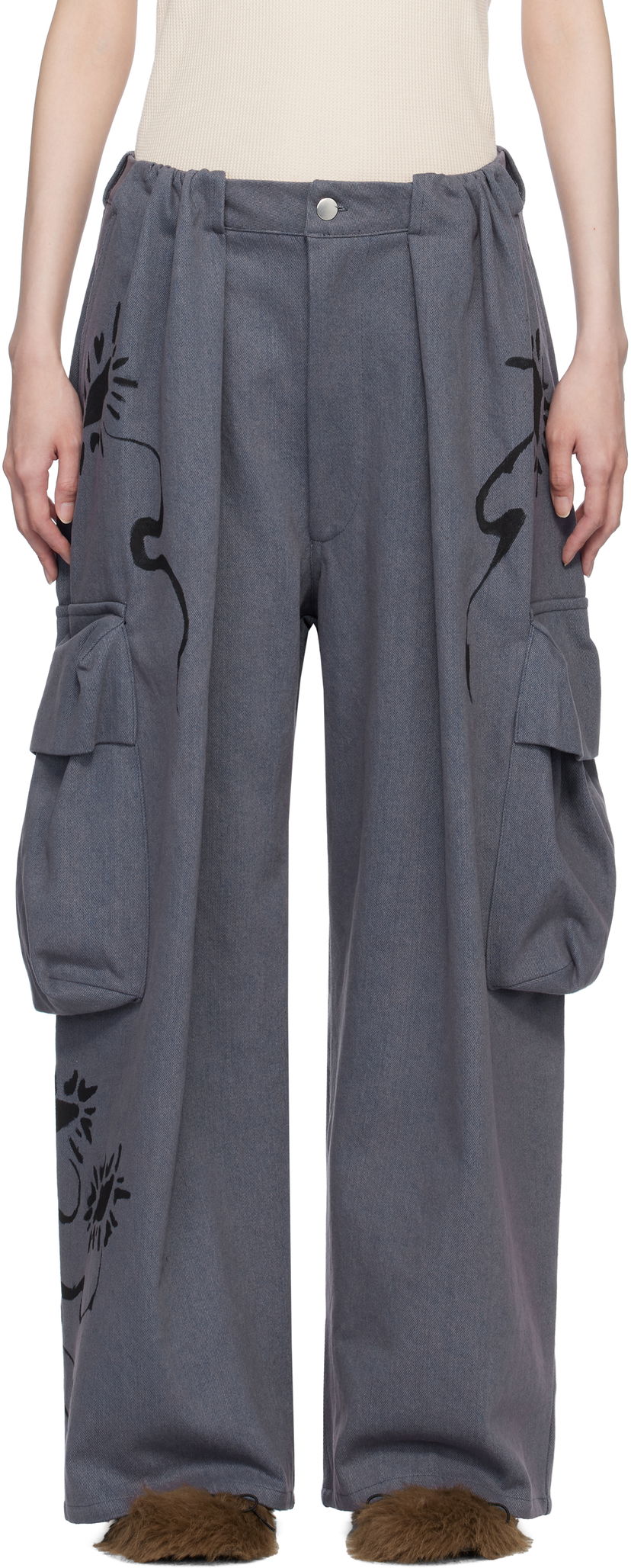 Cargo housut Collina Strada Collina Strada Pleated Denim Cargo Pants Harmaa | XX6038