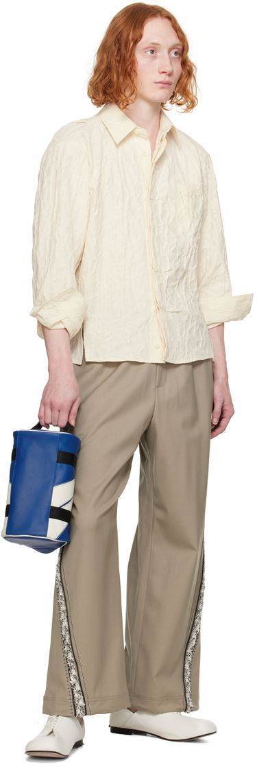 Paita ADER ERROR Textured Button-Up Shirt Beige | BN01SSSH0102IV, 3