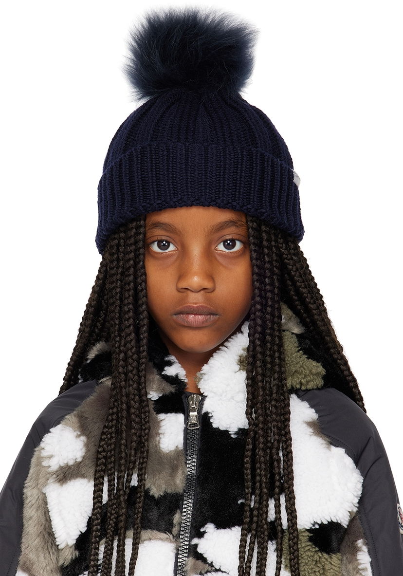 Pipo WOOLRICH Woolrich Kids Pom Pom Beanie Tummansininen | CFWKAC0145FRUF0428