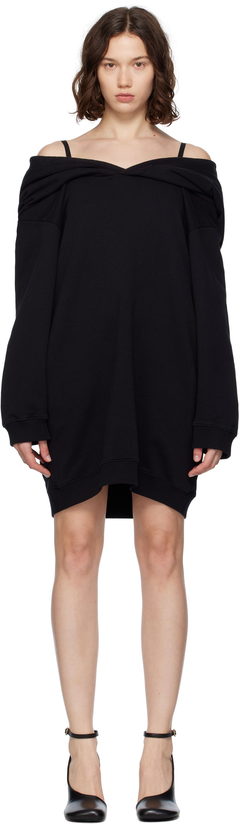 Mekko Maison Margiela MM6 Maison Margiela Off-The-Shoulder Sweatshirt Dress Musta | S52DD0074 M25014