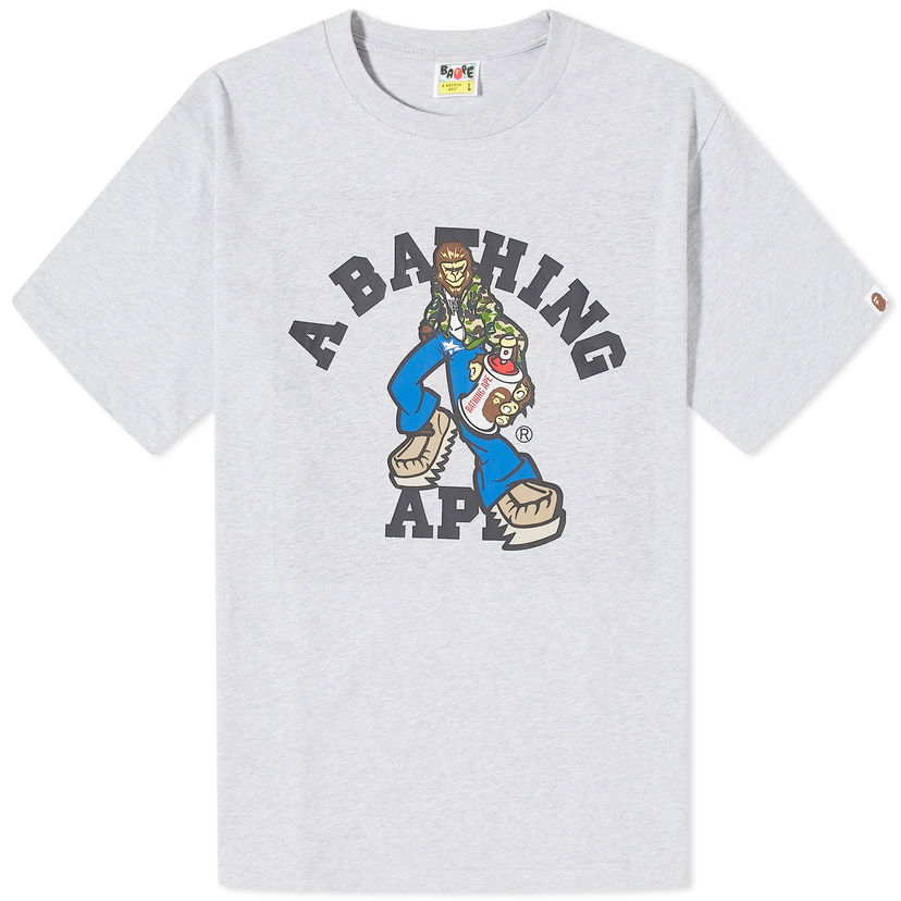 T-paita BAPE A Bathing Ape Graffiti Character College T-Shirt Harmaa | 001TEK301331M-GRY
