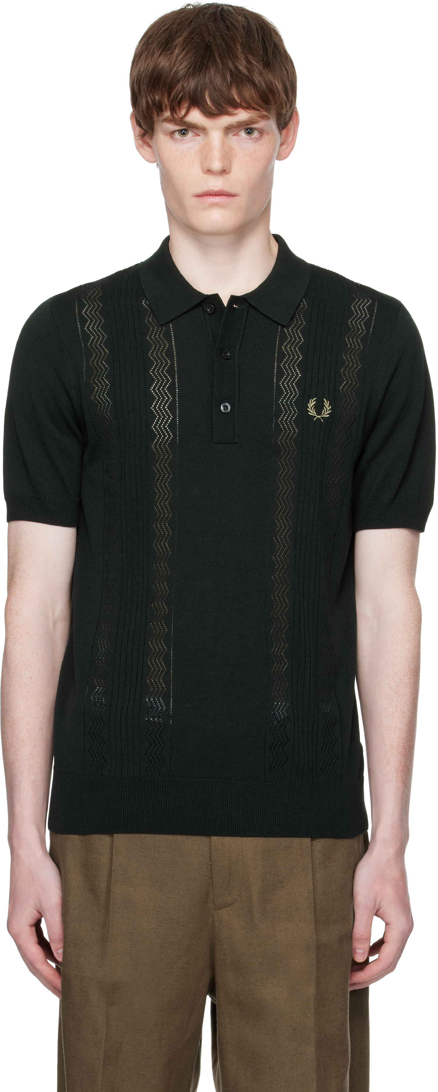 Poolopaita Fred Perry Fred Perry Pointelle Panel Knitted Polo Vihreä | K9750, 0