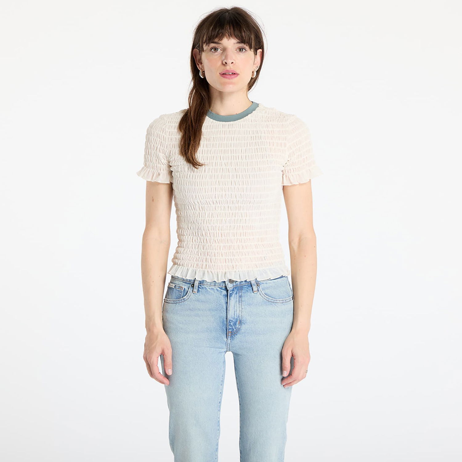 T-paita GUESS GUESS Originals Smocked T-Shirt Valkoinen | W5GP51KBBF2-G053, 0