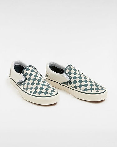Tennarit ja kengät Vans Classic Slip-on Checkerboard Shoes (checkerboard Green/true White) Unisex White, Size 2.5 Harmaa | VN000BVZBGN, 1