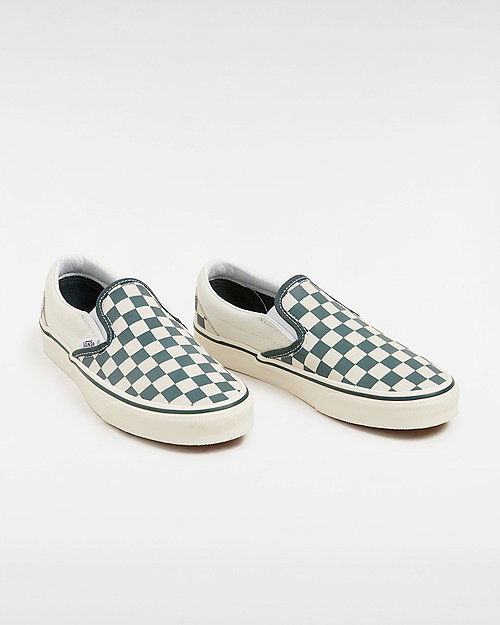 Tennarit ja kengät Vans Classic Slip-on Checkerboard Shoes (checkerboard Green/true White) Unisex White, Size 2.5 Harmaa | VN000BVZBGN, 1