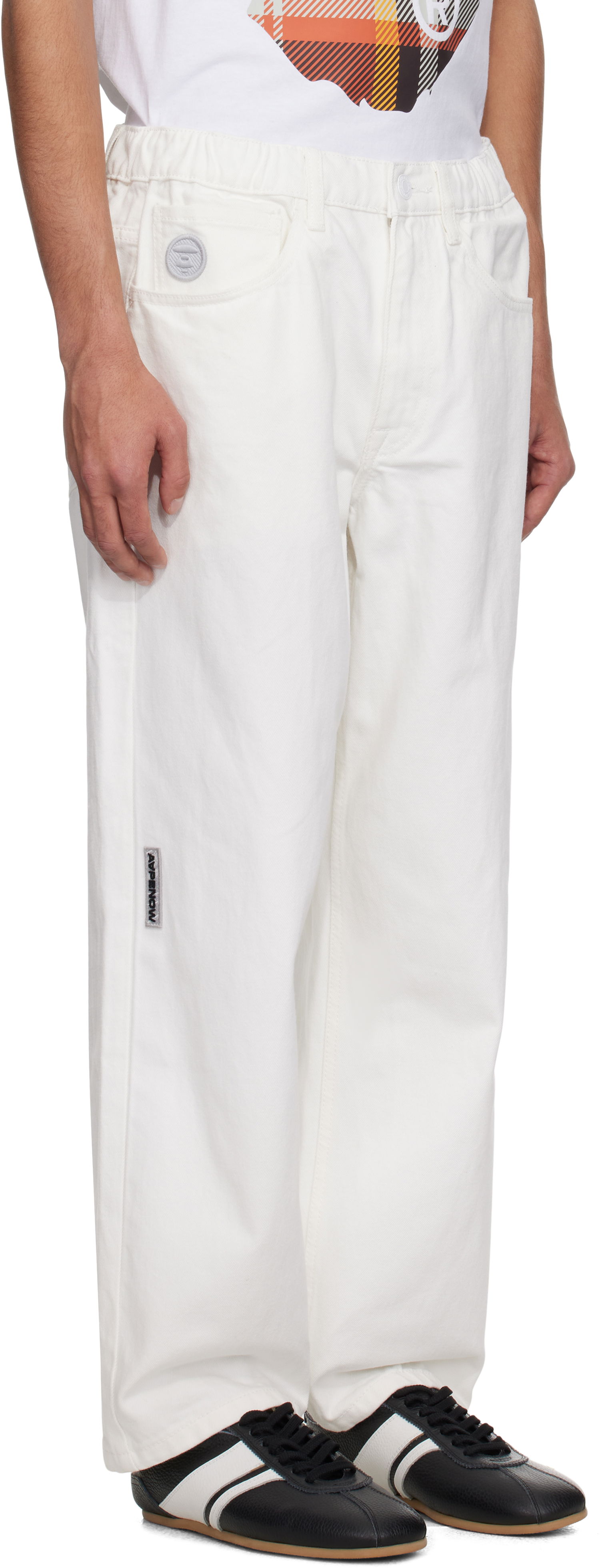 Housut AAPE by A Bathing Ape AAPE by A Bathing Ape 'AAPE Now' Moonface Logo Jeans Valkoinen | AAPPTMB662XAOWHX, 1