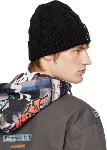 Pipo AAPE by A Bathing Ape A Bathing Ape Aape Main Knit Beanie with Logo Musta | AAPHTM5288XXNBKX, 2