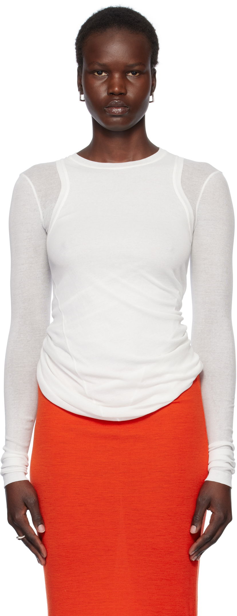T-paita Jil Sander Jil Sander Crewneck Long Sleeve T-Shirt Valkoinen | J02NH0012_J20249