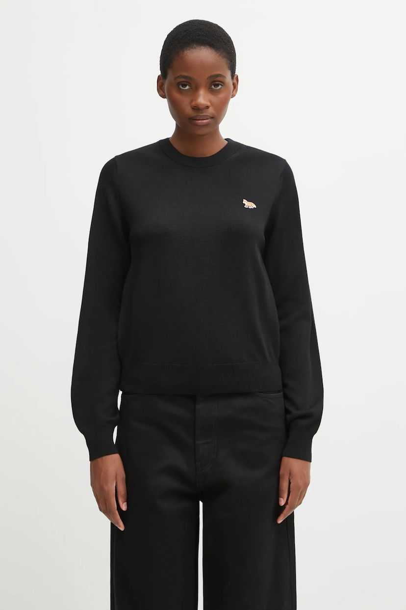 Villapaita MAISON KITSUNÉ Baby Fox Merino Regular Sweater Musta | PW00801KT1181