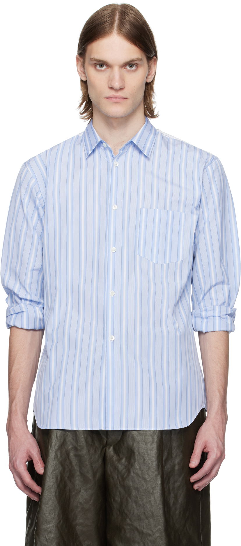 Paita Comme des Garçons Comme des Garçons Shirt Yarn Dyed Stripe Poplin Shirt Sininen | FZ-B401-051