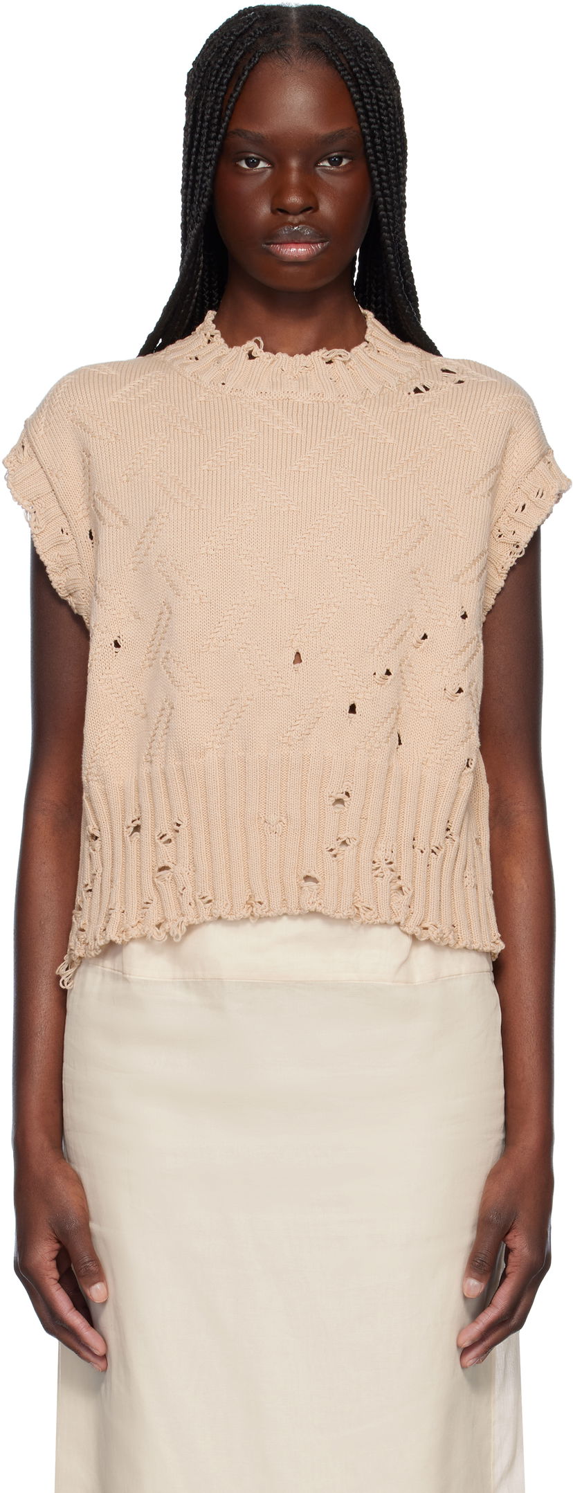 Villapaita Marni Marni Jacquard 3D Disheveled Cotton Sweater Beige | GCMD0605A0 UFC658