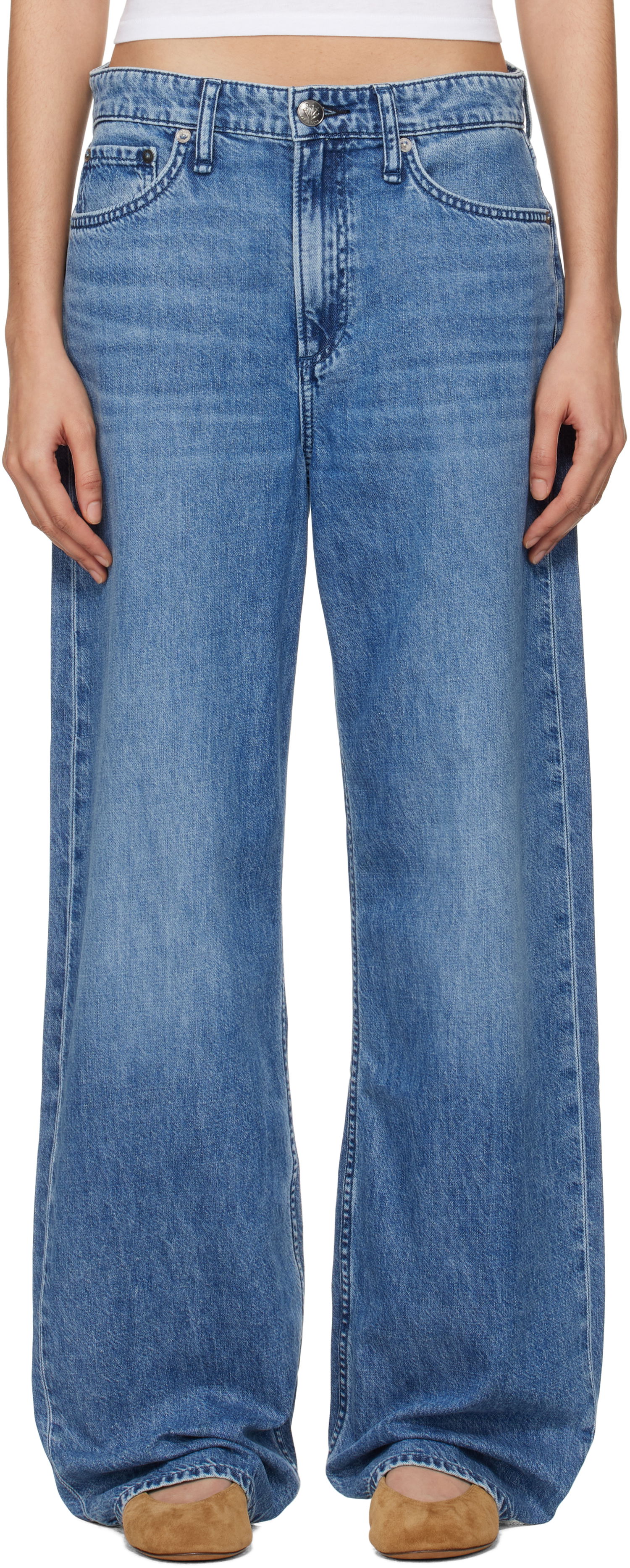 Jeans rag & bone Rag & Bone 'The Logan' Mid-Rise Wide Leg Jeans Sininen | WDD24F29351FRI, 0