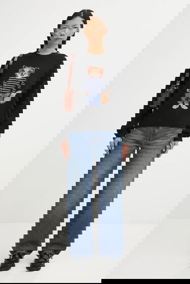 Villapaita MAISON KITSUNÉ Dressed Fox Intarsia Wool Sweater Musta | PW00812KH0002, 4