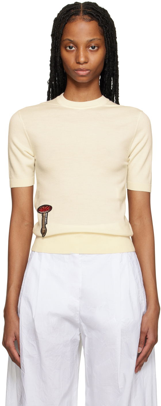 T-paita LANVIN Embroidered Crewneck T-Shirt Beige | RW-POY014-K005-P23