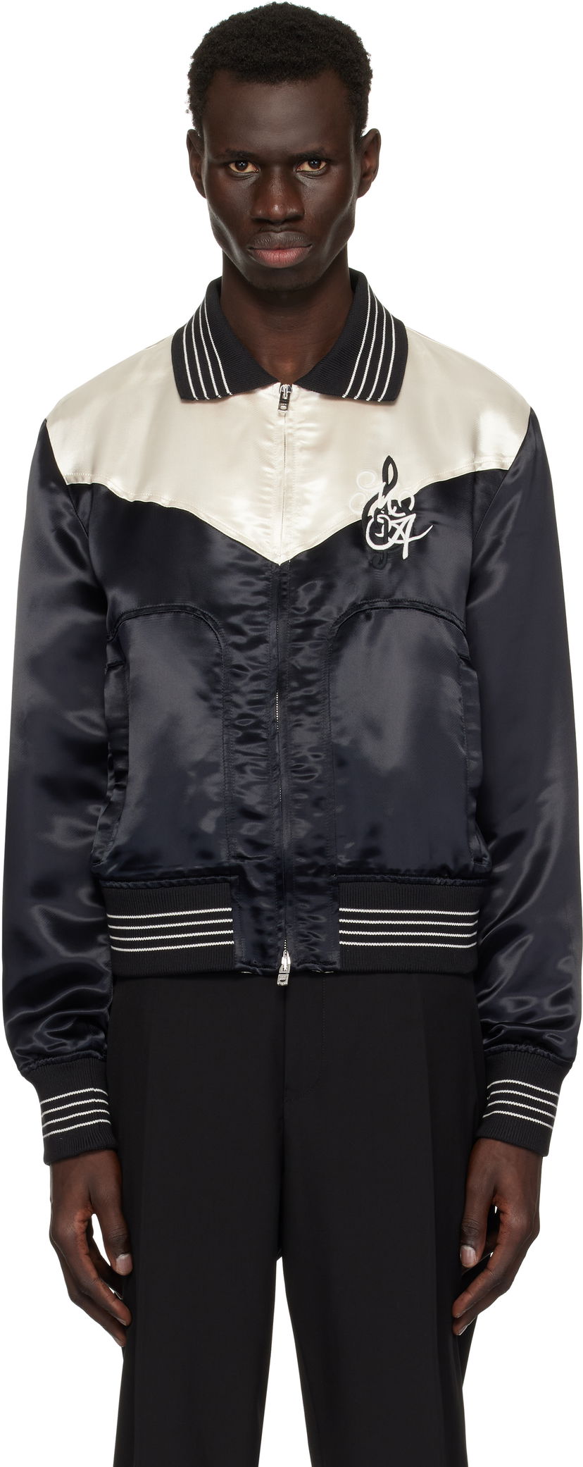 Bomber-takki AMIRI AMIRI 'MA' Music Note Satin Jacket Musta | AMOUBN1074