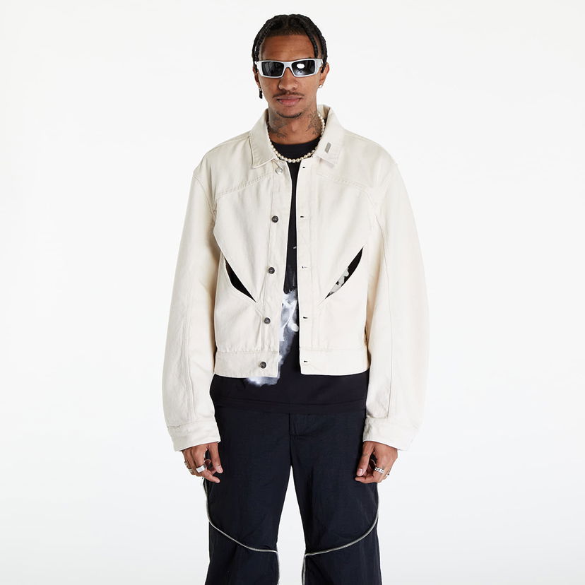 Takki HELIOT EMIL Equisetum Cutout Denim Jacket Valkoinen | HE_M_02_087_ST18