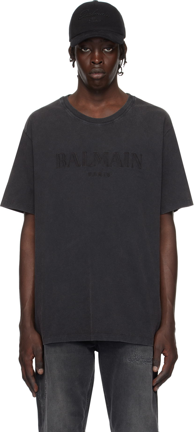 T-paita Balmain Loose Vintage Embroidery T-Shirt Musta | DH1EG010BC72