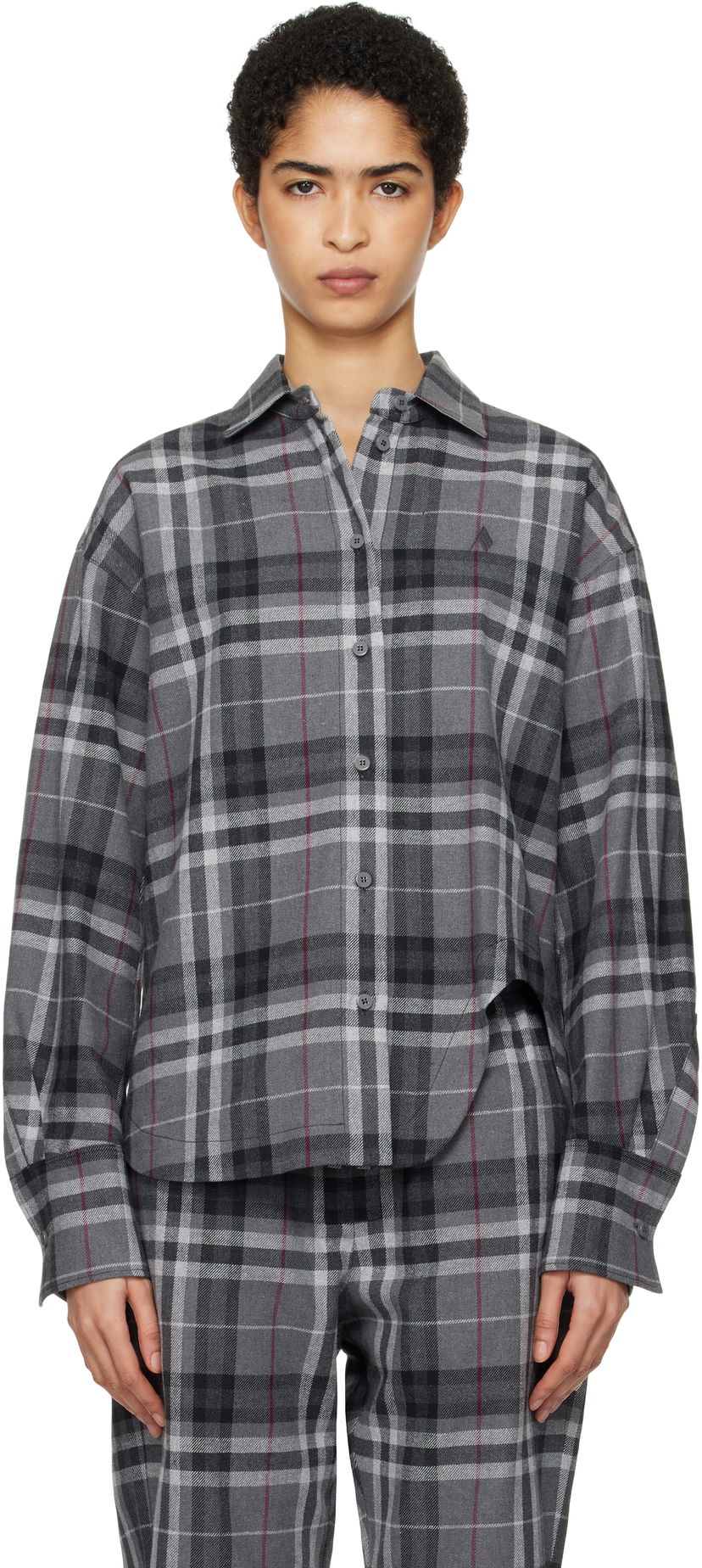 Paita The Attico Attico Eliza Plaid Flannel Shirt Harmaa | 250WCH00014 CCC050AA