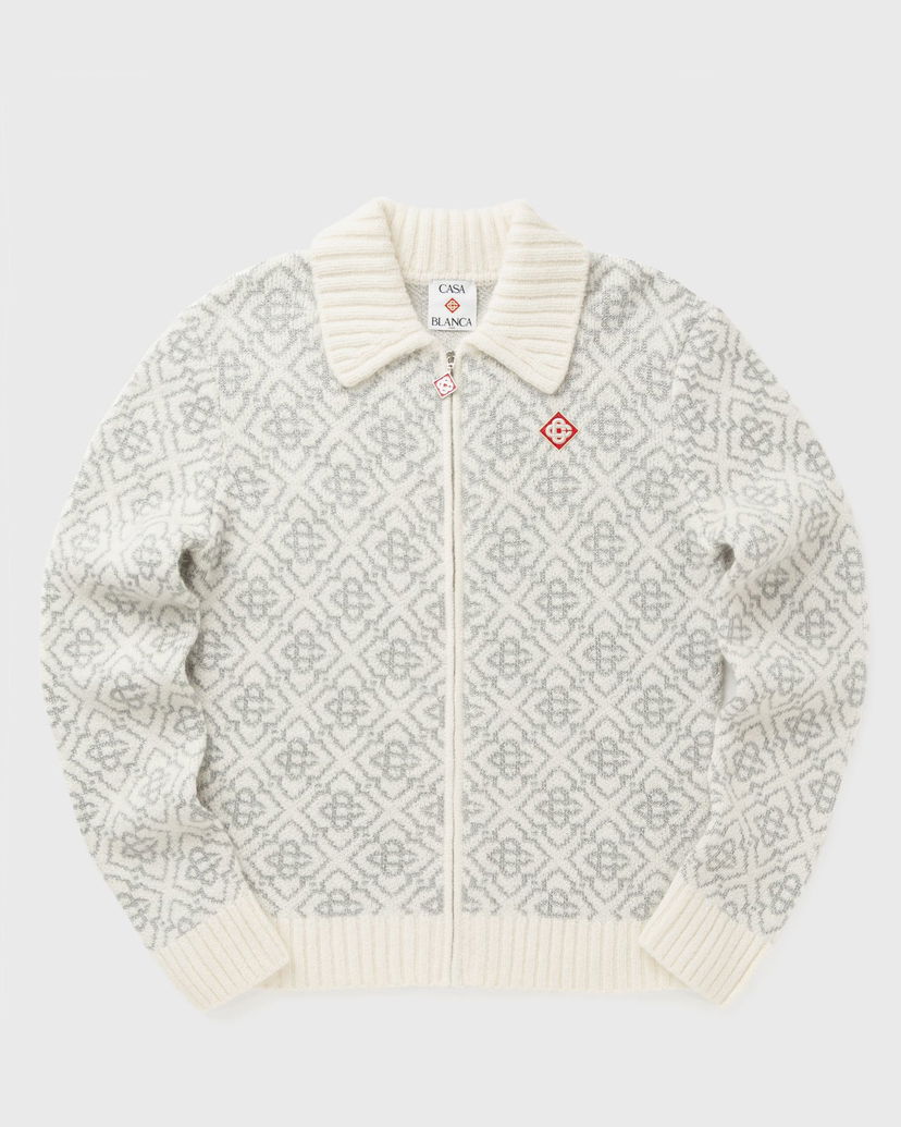 Villapaita Casablanca Monogram Knitted Zip-Up Cardigan Valkoinen | M-AW25-KW-1042-01