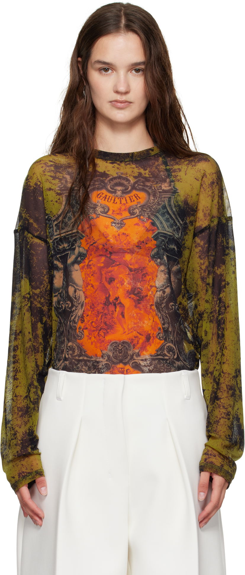 T-paita Jean Paul Gaultier Jean Paul Gaultier Oversized Medallion Graphic Top Vihreä | 25/03-W-TO340-M006P-004115