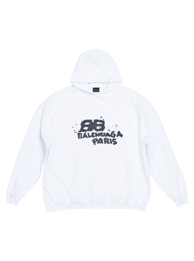 Huppari Balenciaga Hand Drawn BB Icon Large Fit Hoodie Valkoinen | 620947TNVQ19040