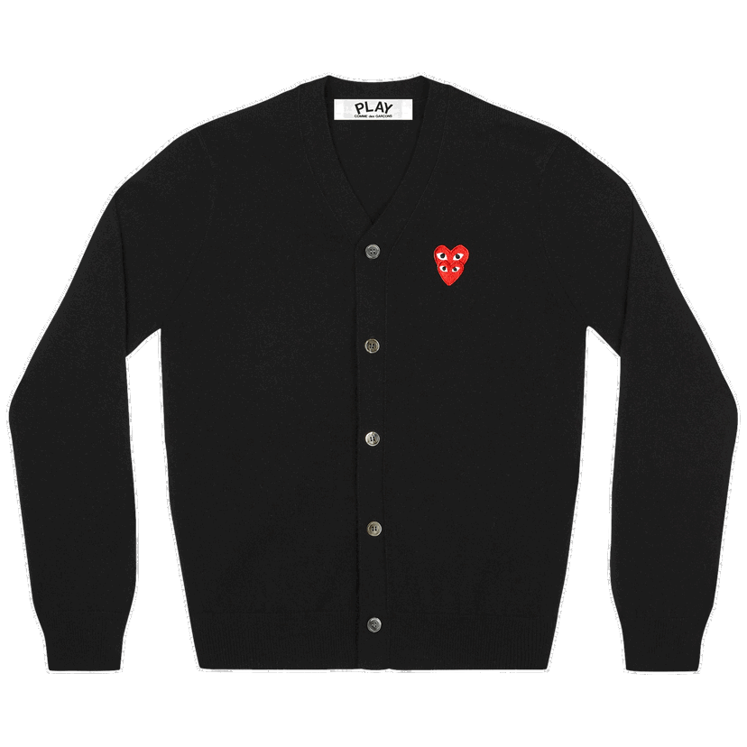 Villapaita Comme des Garçons PLAY Double Heart Cardigan Musta | AZ N076 051 1