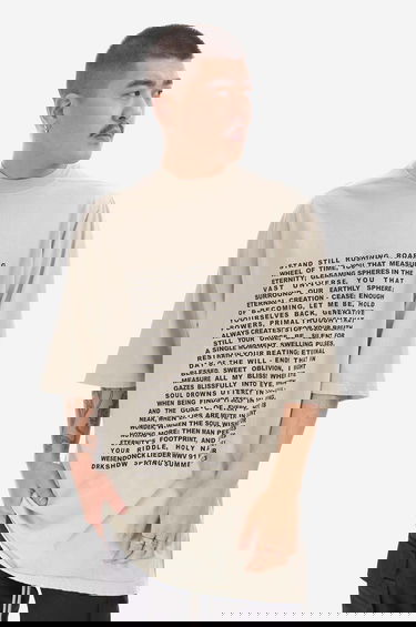 T-paita Rick Owens Knit Jumbo Short Sleeve T-Shirt with Wesendonck Lieder Wagner Print from DRKSHDW Spring Summer 2023 Collection Beige | DU01C6274.RNEP3.PEARL, 3