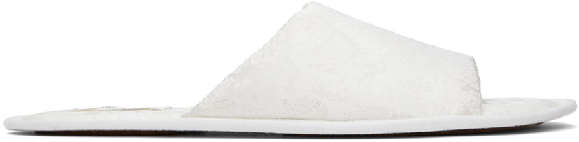 Asusteet The Row The Row Frances Open Toe Jacquard Silk Slippers Valkoinen | F1520-W3129