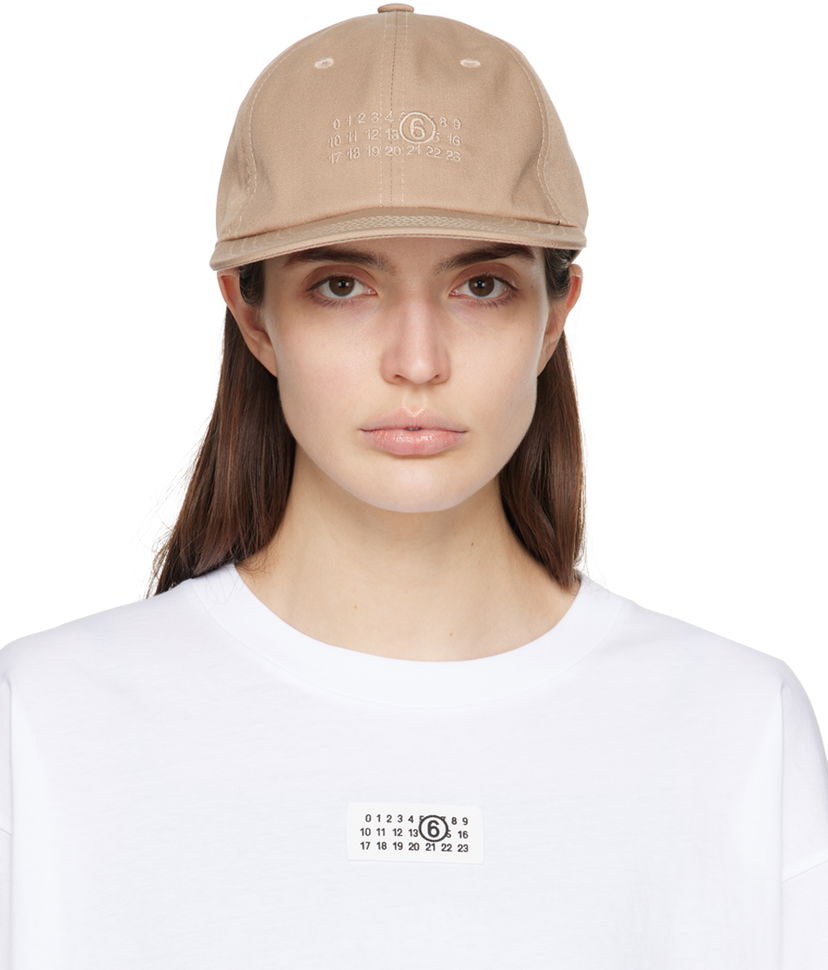 Korkki Maison Margiela MM6 Numeric Signature Cap Beige | SH0TC0002 S78611