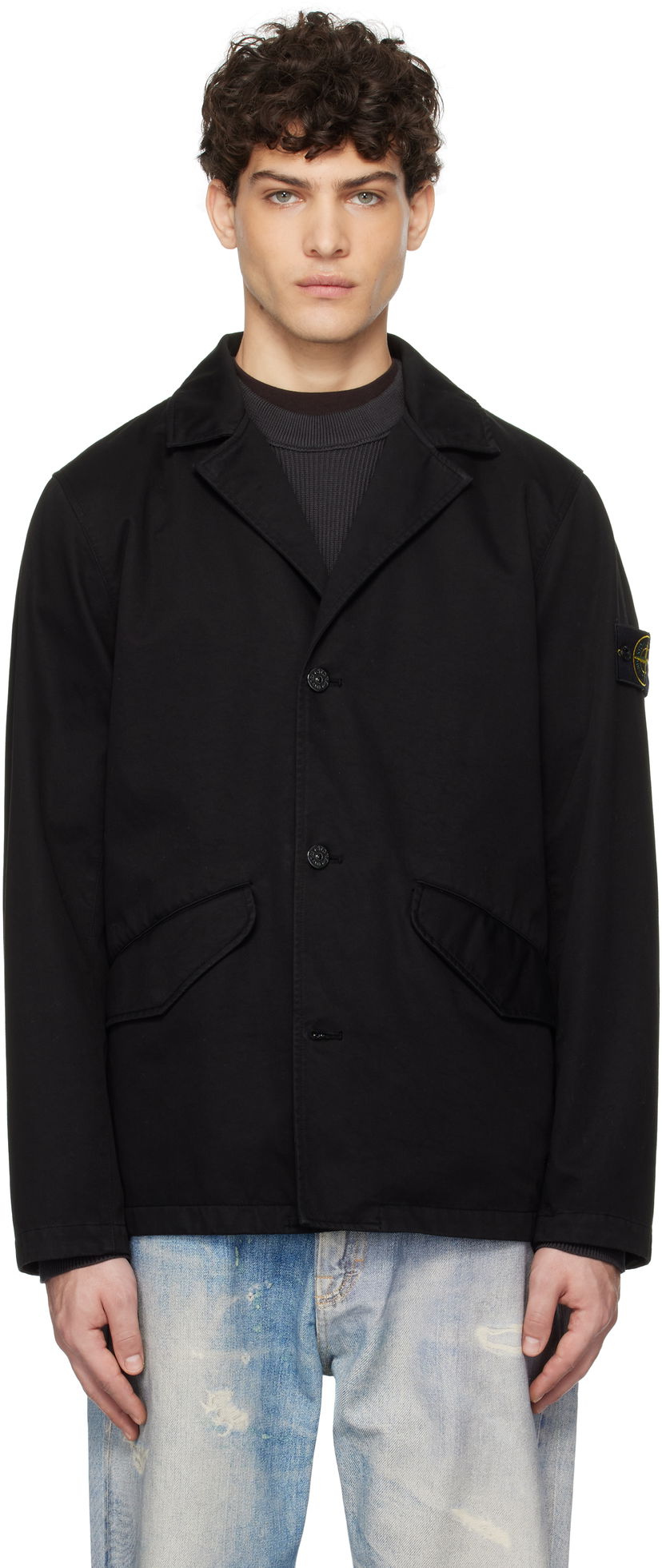 Takki Stone Island Stone Island Organic Cotton Garment Dyed Blazer Musta | K1S15 A100003 S0034