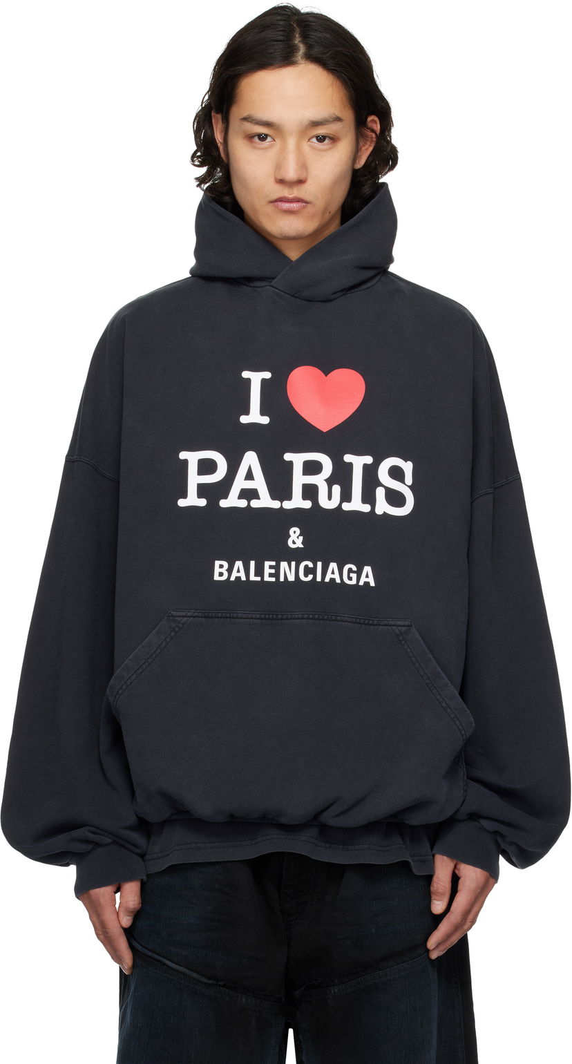 Huppari Balenciaga Balenciaga 'I Love Paris & Balenciaga' Hoodie Musta | 803265TRVM6