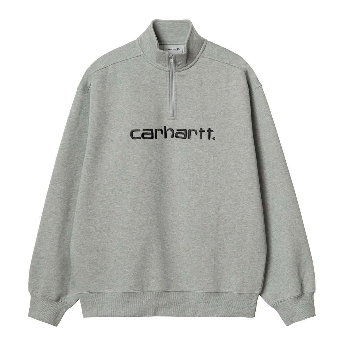 Huppari Carhartt WIP Script Half Zip Sweatshirt "Grey Heather / Black" Harmaa | A232037_00K_XX, 1