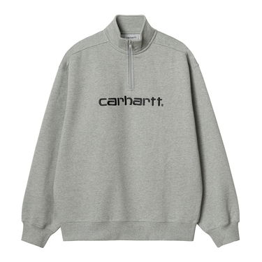 Huppari Carhartt WIP Script Half Zip Sweatshirt "Grey Heather / Black" Harmaa | A232037_00K_XX, 1