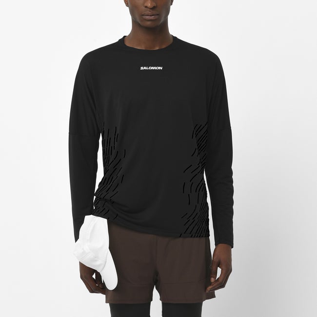 T-paita Salomon Sense Aero Graphic Long-Sleeve Shirt Musta | LC2697300