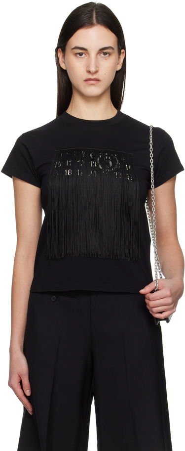 T-paita Maison Margiela MM6 Maison Margiela Fringe Logo T-Shirt Musta | S52GC0332 M20048, 0