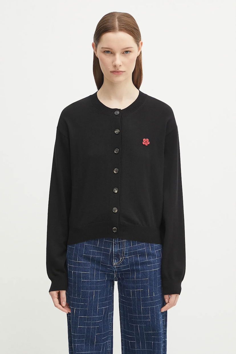 Villapaita KENZO Kenzo Boke Flower Crest Crewneck Cardigan Musta | FF62CA7183LB
